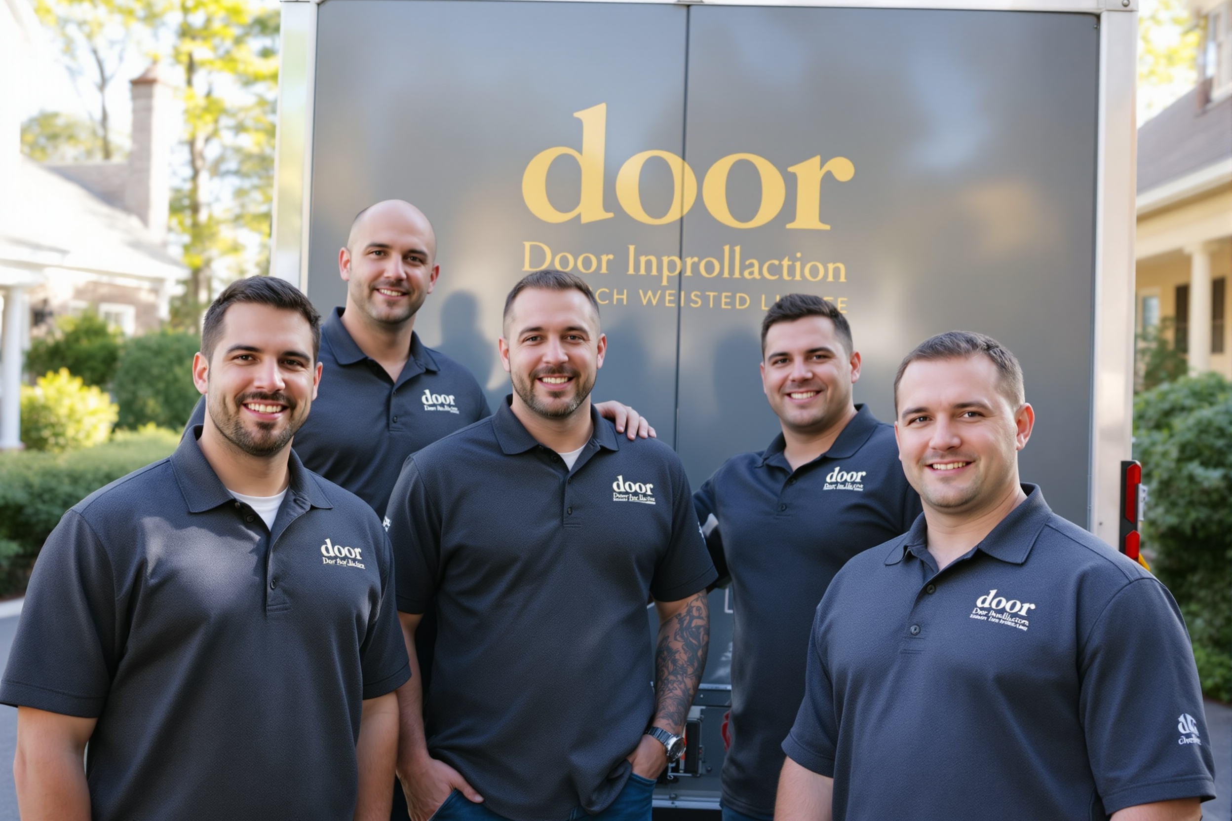 Long Island Door Co. crew installing doors on a home