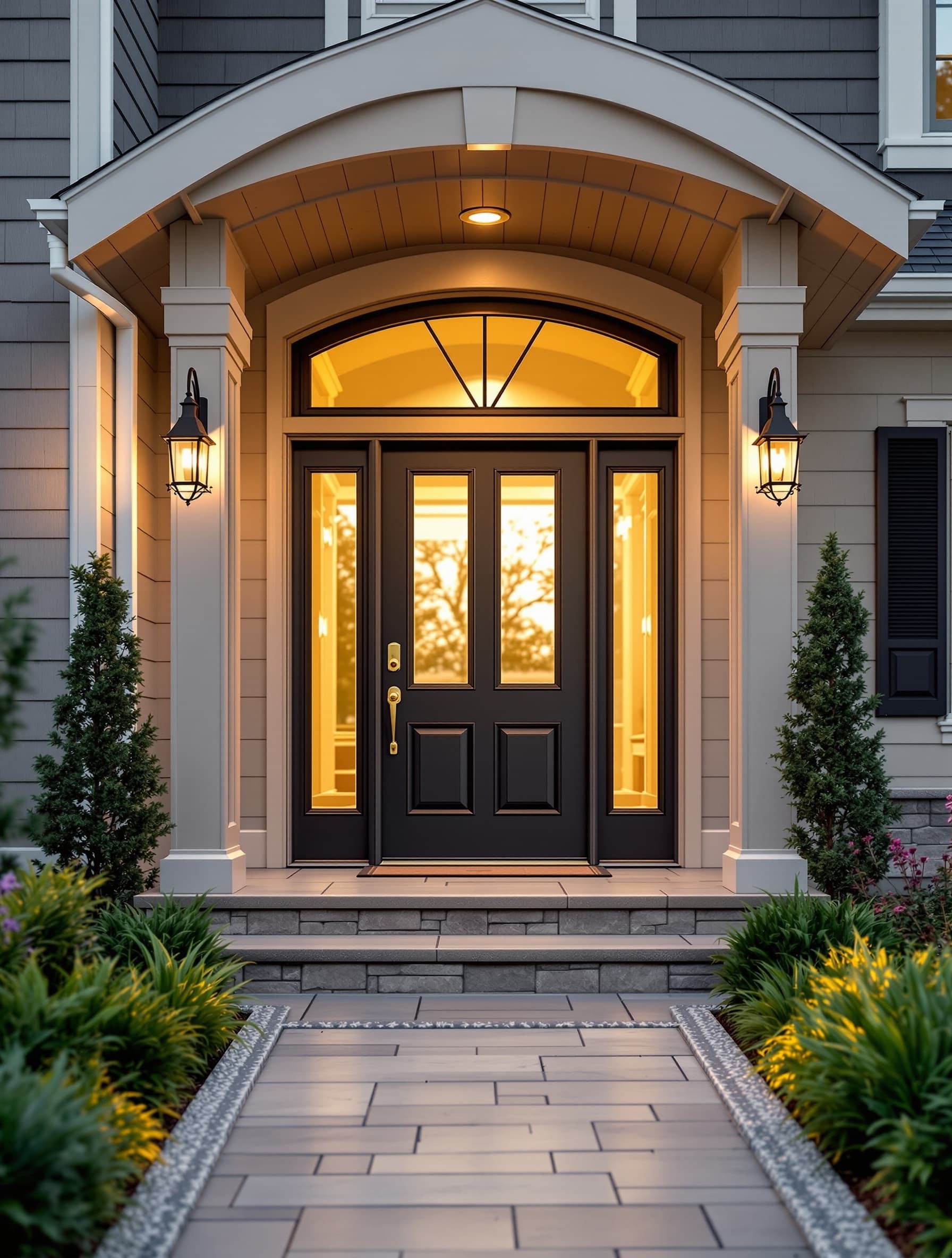 Garden City colonial with new charcoal Therma-Tru fiberglass entry door